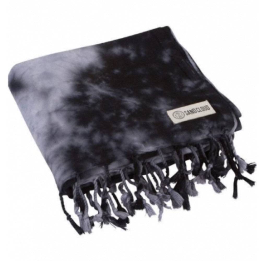 Sand Cloud Black Acid Wash/ tie-dye blanket with fringe